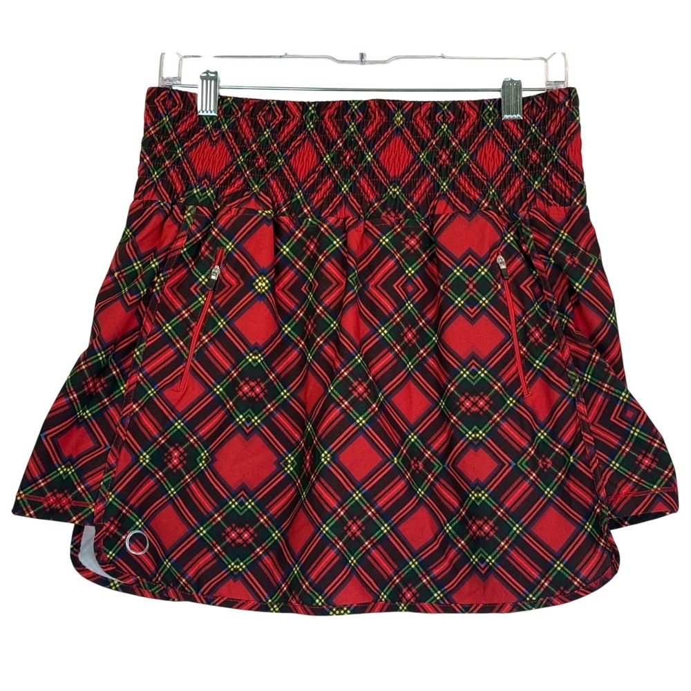 The Bubble Red Plaid "Colonial" Pattern Skort Golf Tennis Built-In Shorts Sz L